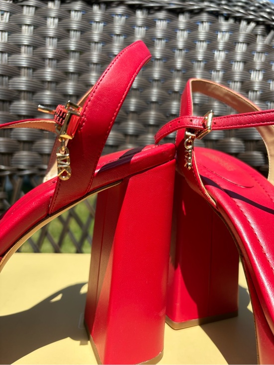 Michael Kors Red Platform Block Heel Sandals